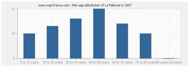 Men age distribution of La Pellerine in 2007